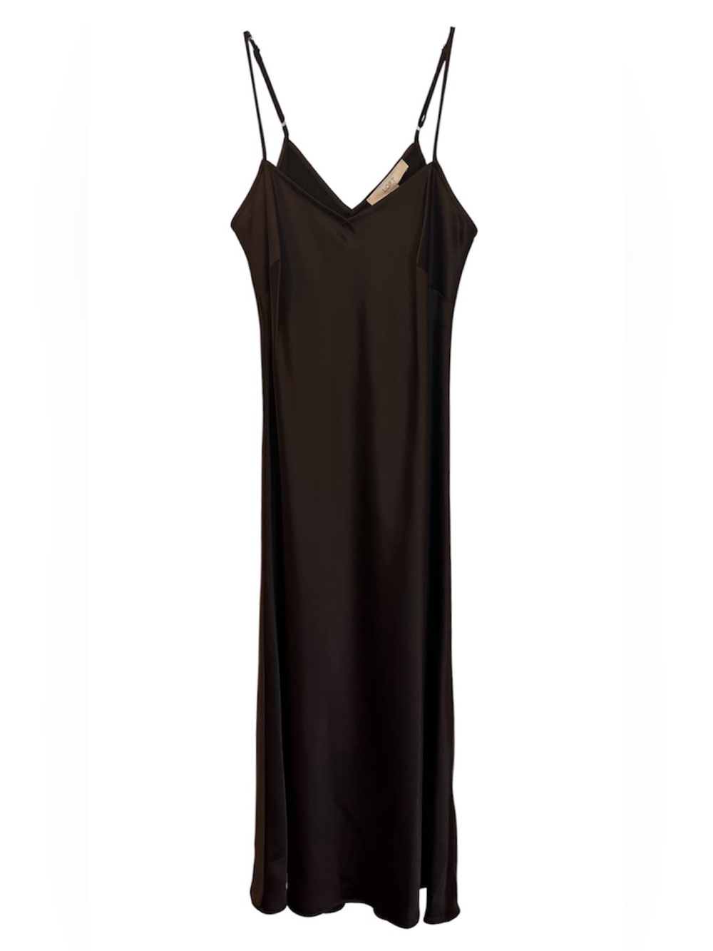 LOFT Satin V-neck Midi Slip Dress